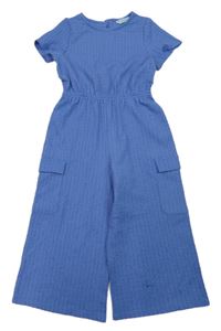Modrofialový žebrovaný culottes overal s kapsami Primark