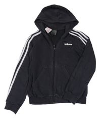 Černá propínací mikina s nápisem a kapucí Adidas