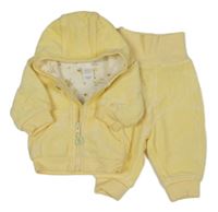 2set - Žlutá sametová podšitá propínací mikina s kapucí + podšité tepláky H&M