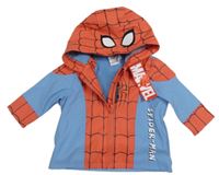 Nové - modro-červená nepromokavá podzimní bunda s kapucí - Spiderman Primark