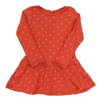 Červené vzorované bavlněné šaty se srdíčky Mothercare