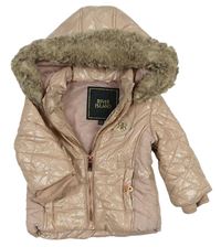 Starorůžová šusťáková zateplená bunda s kapucí River Island 