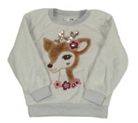 Světlešedá plyšová mikina s kolouškem C&A