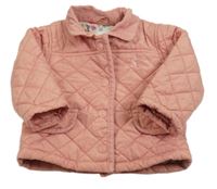 Růžová šusťáková prošívaná zateplená bunda s kapsami Joules