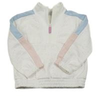 Bílá vzorovaná mikina s modrým pruhem Primark