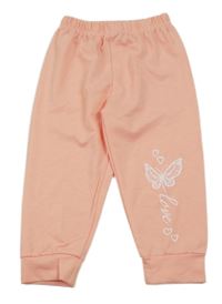 Meruňkové tepláky s nápisem a motýlkem 