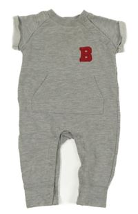 Šedý melírovaný teplákový overal s písmenem 