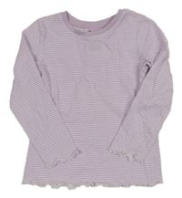 Bílo-lila pruhované pyžamové triko H&M