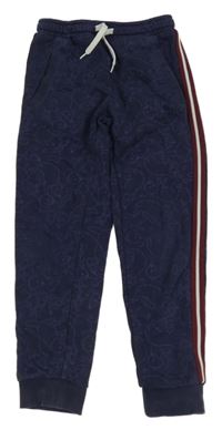 Tmavomodré vzorované tepláky s pruhem kids