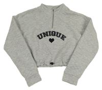 Šedá crop mikina s nápisem New Look