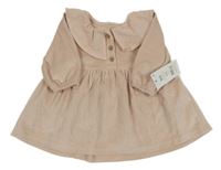 Nové - světlerůžové sametové šaty s límečkem George