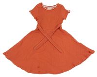 Červené pruhované žebrované šaty s páskem Jasper Conran