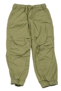 Khaki plátěné cuff kalhoty H&M