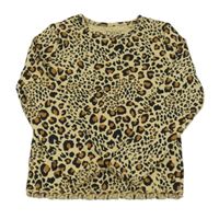 Béžovo-černé leopardí žebrované triko Next