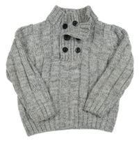 Šedý vzorovaný svetr s knoflíky C&A