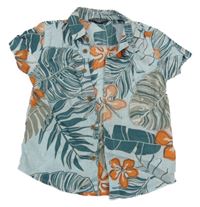 Modro-oranžová košile s listy a květy Primark