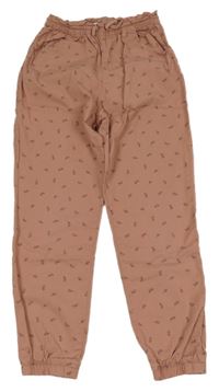 Starorůžové plátěné cuff kalhoty s kvítky H&M