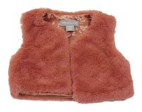 Růžová kožešinová podšitá vesta Primark