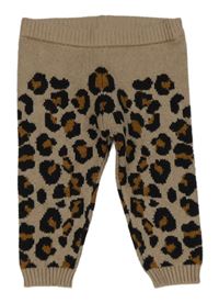 Béžovo-černé leopardí pletené kalhoty River Island