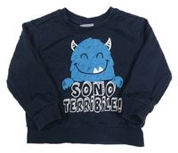Tmavomodrá mikina s příšerkou 