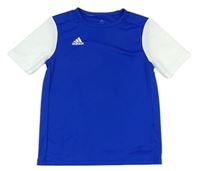 Safírovo-bílé sportovní funkční tričko s logem Adidas
