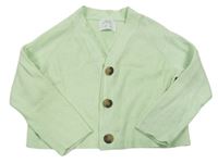 Zelenkavý žebrovaný propínací lehký svetr Zara