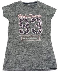 Šedo-černé melírované sportovní tričko s číslem Ergeenomixx