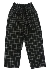 Černo-bílé kostkované teplákové kalhoty Zara