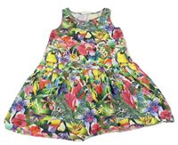Bílo-barevné šaty s květy a zvířátky H&M