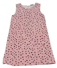 Bílo-růžové žebrované květované šaty Matalan