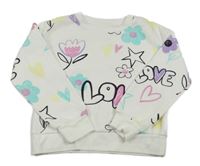 Bílá mikina s nápisy a obrázky Primark