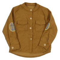 Hnědá žebrovaná sametová košilová bunda Shein