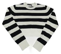 Bílo-černý pruhovaný crop svetr Terranova 