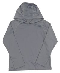 Šedá lehká sportovní mikina s kapucí 