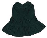 Tmavozelené manšestrové šaty s volánkem H&M