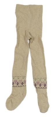 Béžovo-fialové punčocháče se srdíčky TCM