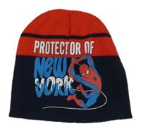 Tmavomodro-červená čepice se Spidermanem 