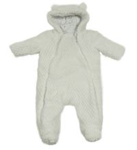 Bílá kožešinová zateplená kombinéza s kapucí Miniclub