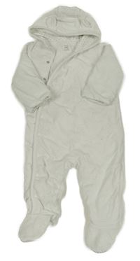 Bílá sametová lehce zateplená kombinéza s liškami a kapucí C&A