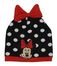 Černo-červeno-bílá puntíkatá čepice s Minnie a mašlí 