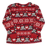 Červeno-tmavomodro-bílá plyšová mikina s norským vzorem a Minnie Primark