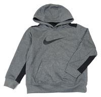 Šedo-černá sportovní mikina s logem a kapucí Nike 