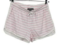Dámské růžovo-bílé pruhované teplákové kraťasy Primark 