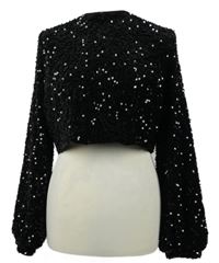 Dámské černé flitrové sametové crop triko na zavazování Boohoo 