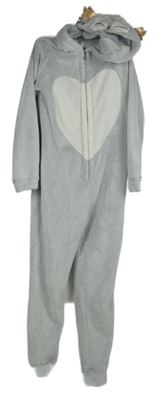 Dámská šedo-bílá plyšová kombinéza s kapucí - sova Etam 