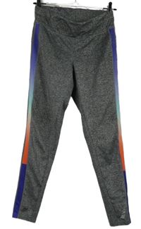 Dámské šedé melírované sportovní legíny s pruhy Crivit 