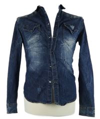 Pánská tmavomodrá riflová košile s prošoupáním Enos 