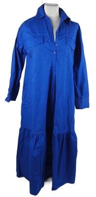 Dámské safírové košilové midi šaty Zara 