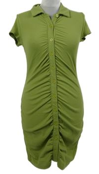 Dámské limetkové žebrované řasené propínací šaty Shein 