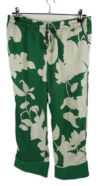 Dámské zeleno-smetanové květované volné culottes kalhoty H&M
